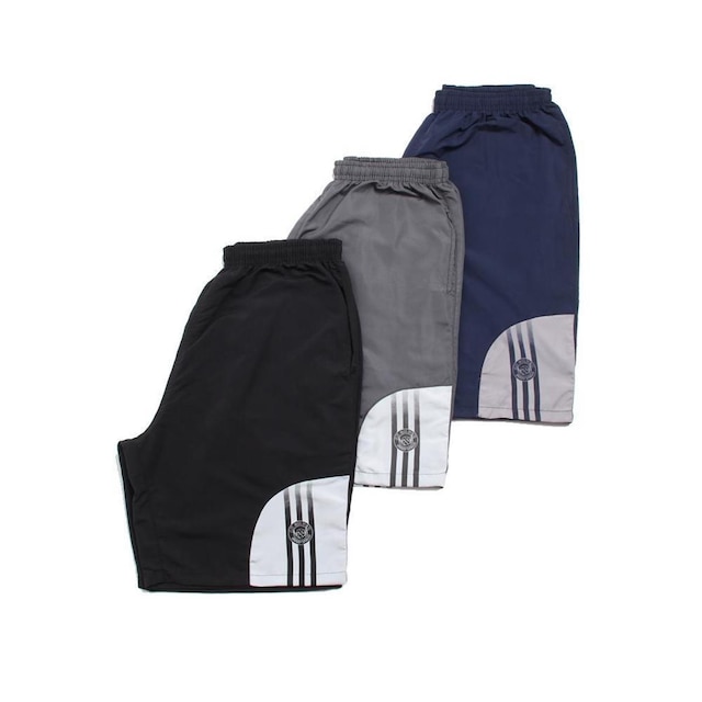 Kit 3 Bermuda Infantil Tactel OX SILVER Bolsos Frente e Costa